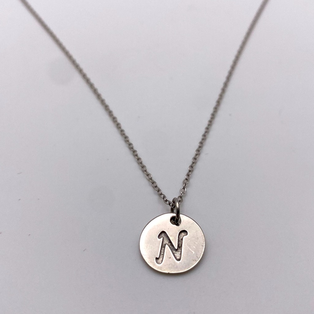 Sterling Silver 925 “N” Initial Pendant Necklace